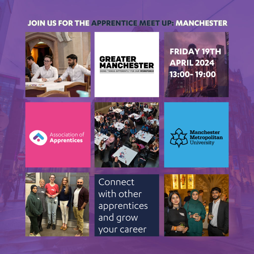 Manchester meet up event tile with photos from events and logo of GMCA and Manchester Metropolitan Uni